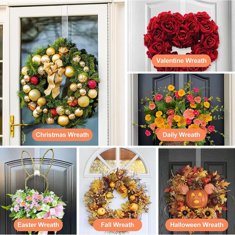 New 2pc pack 12" Clear Wreath-Hanger Non Scratch Over The Door Hooks - Picture 2 of 9